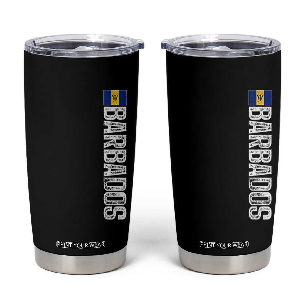 Barbados Flag Tumbler Cup Distressed Vertical Typography Caribbean Island Pride Heritage Gift TS10 Black Print Your Wear