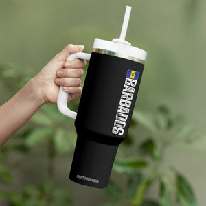 Barbados Flag Tumbler With Handle Distressed Vertical Typography Caribbean Island Pride Heritage Gift TS10 Print Your Wear