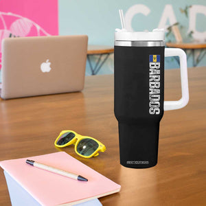 Barbados Flag Tumbler With Handle Distressed Vertical Typography Caribbean Island Pride Heritage Gift TS10 Print Your Wear