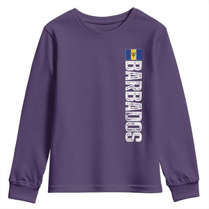 Barbados Flag Youth Sweatshirt Distressed Vertical Typography Caribbean Island Pride Heritage Gift TS10 Purple Print Your Wear