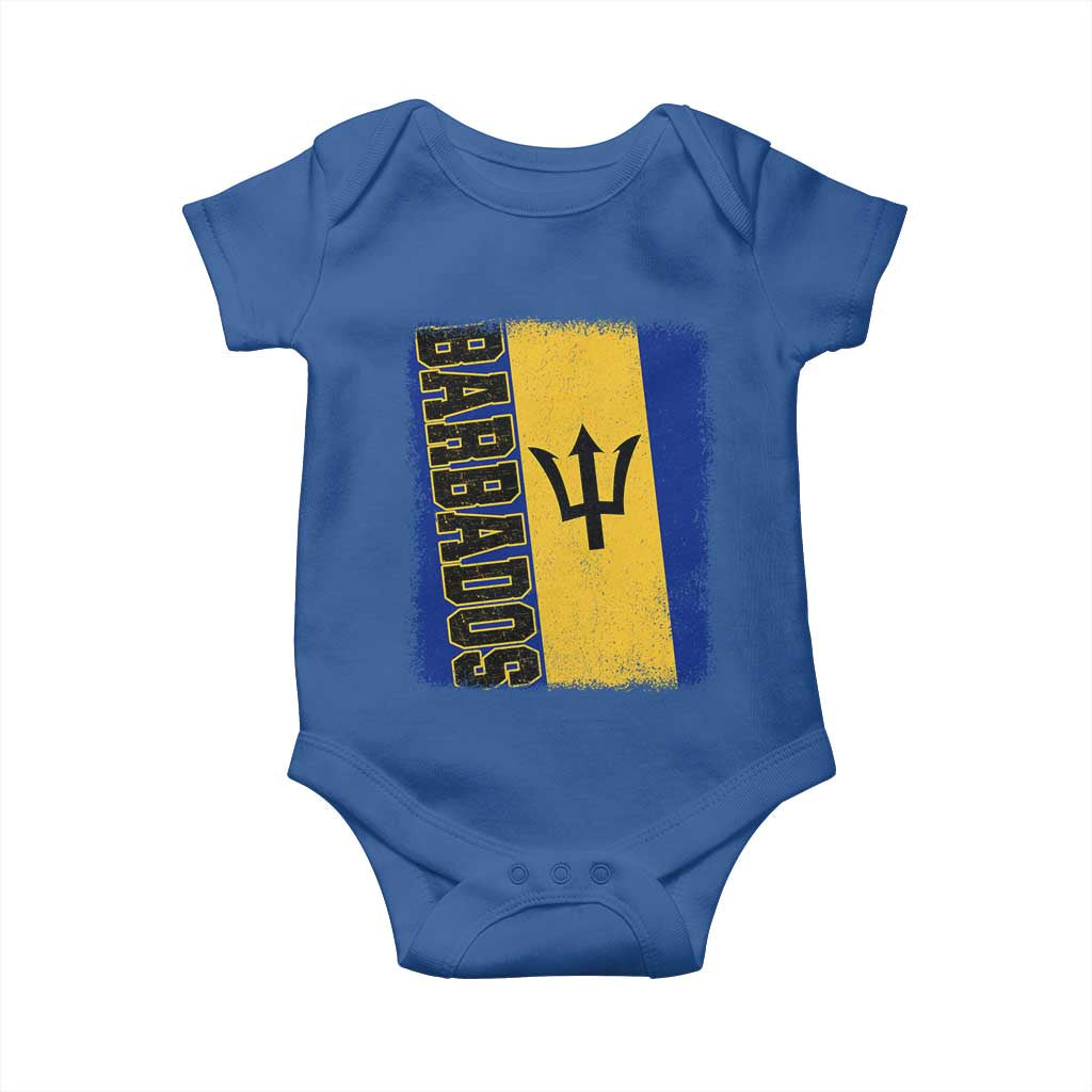 Vintage Barbados Flag Baby Onesie Distressed Patriotic Caribbean Island Barbadian Pride Heritage Gift TS10 Royal Blue Print Your Wear