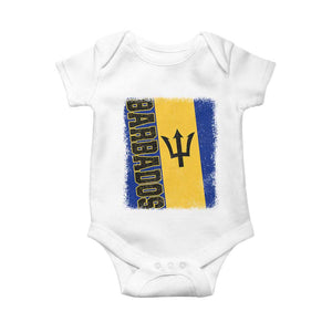 Vintage Barbados Flag Baby Onesie Distressed Patriotic Caribbean Island Barbadian Pride Heritage Gift TS10 White Print Your Wear