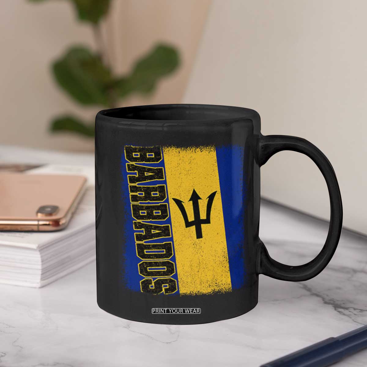 Vintage Barbados Flag Coffee Mug Distressed Patriotic Caribbean Island Barbadian Pride Heritage Gift TS10 Print Your Wear