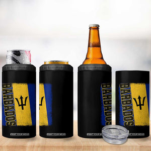 Vintage Barbados Flag 4 in 1 Can Cooler Tumbler Distressed Patriotic Caribbean Island Barbadian Pride Heritage Gift TS10 Print Your Wear