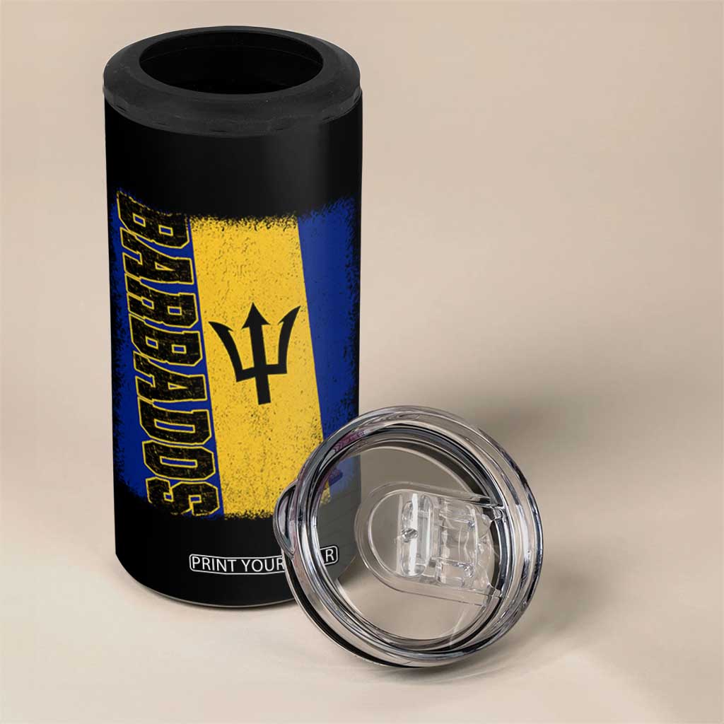 Vintage Barbados Flag 4 in 1 Can Cooler Tumbler Distressed Patriotic Caribbean Island Barbadian Pride Heritage Gift TS10 Print Your Wear
