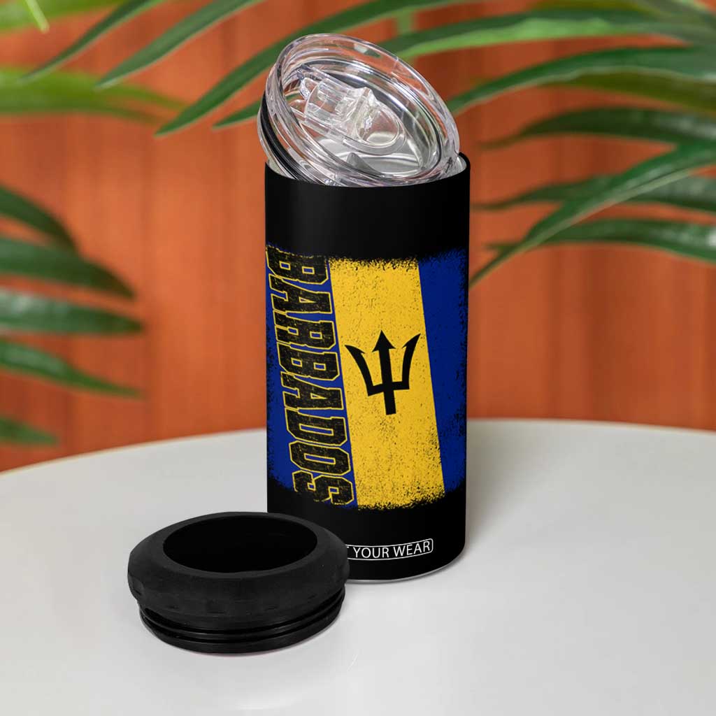 Vintage Barbados Flag 4 in 1 Can Cooler Tumbler Distressed Patriotic Caribbean Island Barbadian Pride Heritage Gift TS10 Print Your Wear