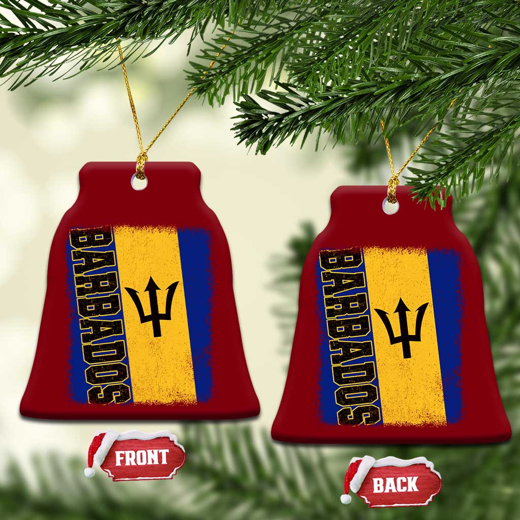 Vintage Barbados Flag Ceramic Ornament Distressed Patriotic Caribbean Island Barbadian Pride Heritage Gift TS10 Print Your Wear
