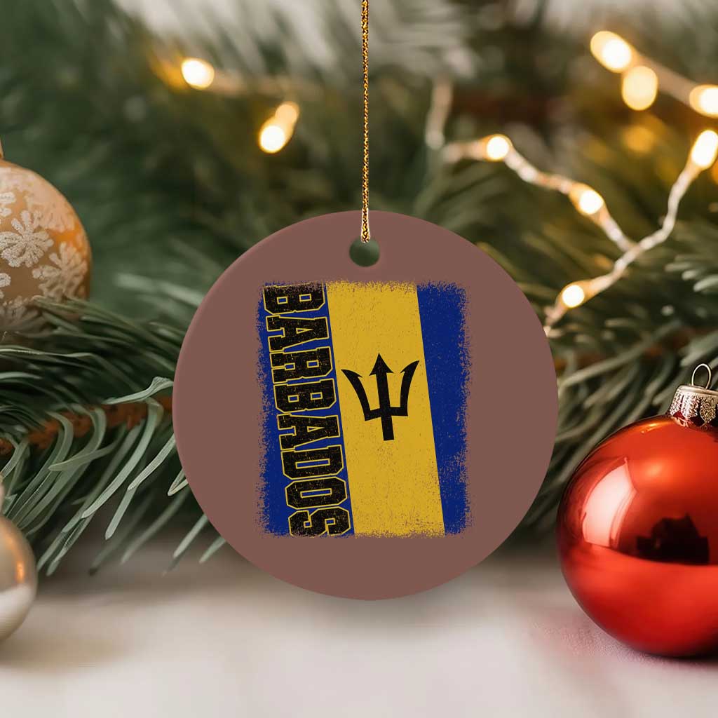 Vintage Barbados Flag Ceramic Ornament Distressed Patriotic Caribbean Island Barbadian Pride Heritage Gift TS10 1pc Mocha Print Your Wear