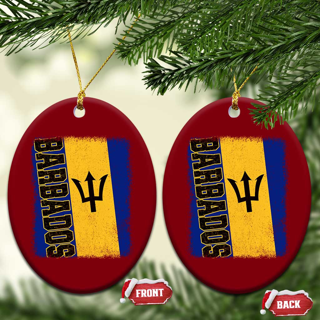 Vintage Barbados Flag Ceramic Ornament Distressed Patriotic Caribbean Island Barbadian Pride Heritage Gift TS10 Print Your Wear