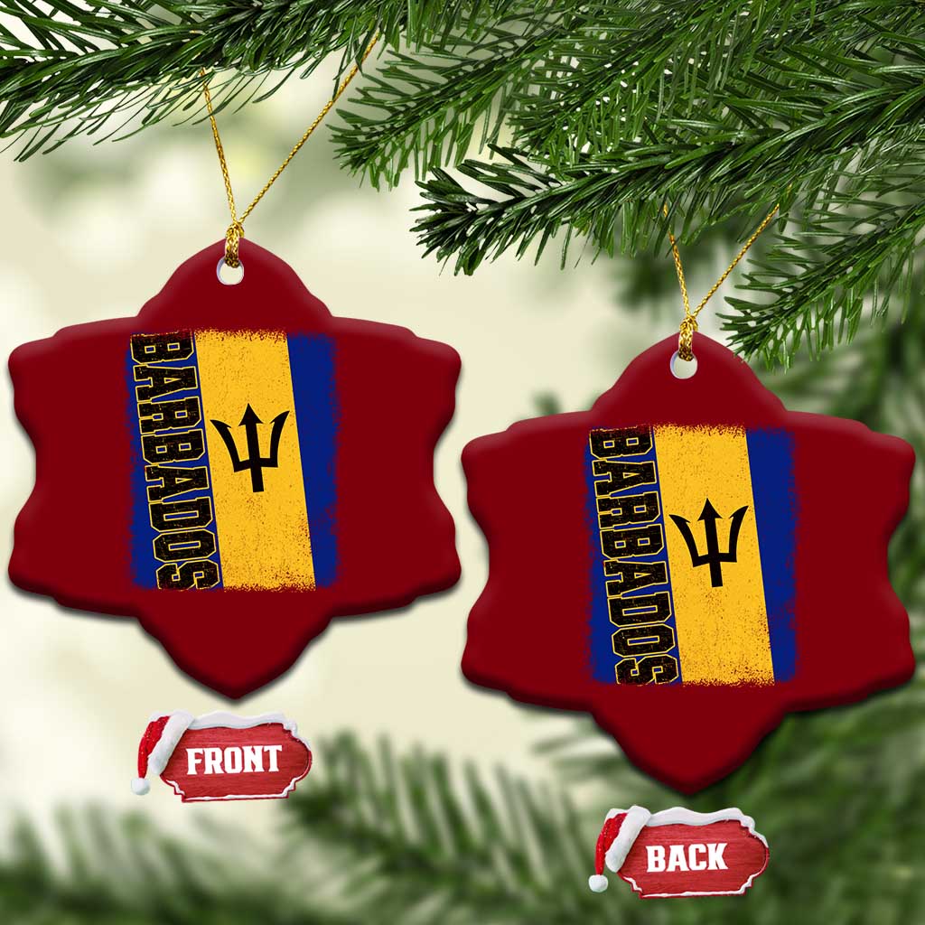 Vintage Barbados Flag Ceramic Ornament Distressed Patriotic Caribbean Island Barbadian Pride Heritage Gift TS10 Print Your Wear