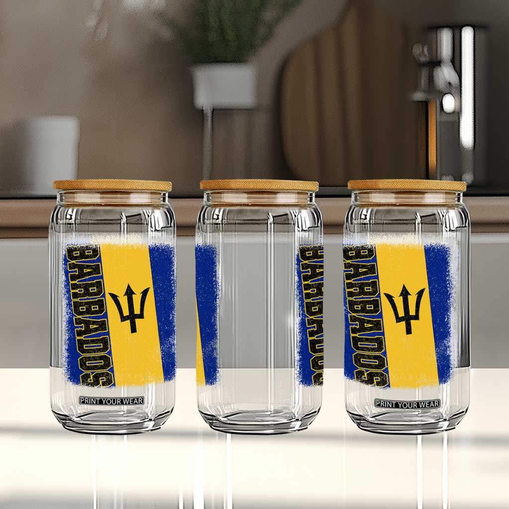 Vintage Barbados Flag Glass Can Distressed Patriotic Caribbean Island Barbadian Pride Heritage Gift TS10 Print Your Wear