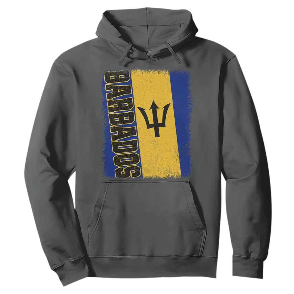 Vintage Barbados Flag Hoodie Distressed Patriotic Caribbean Island Barbadian Pride Heritage Gift TS10 Dark Heather Print Your Wear