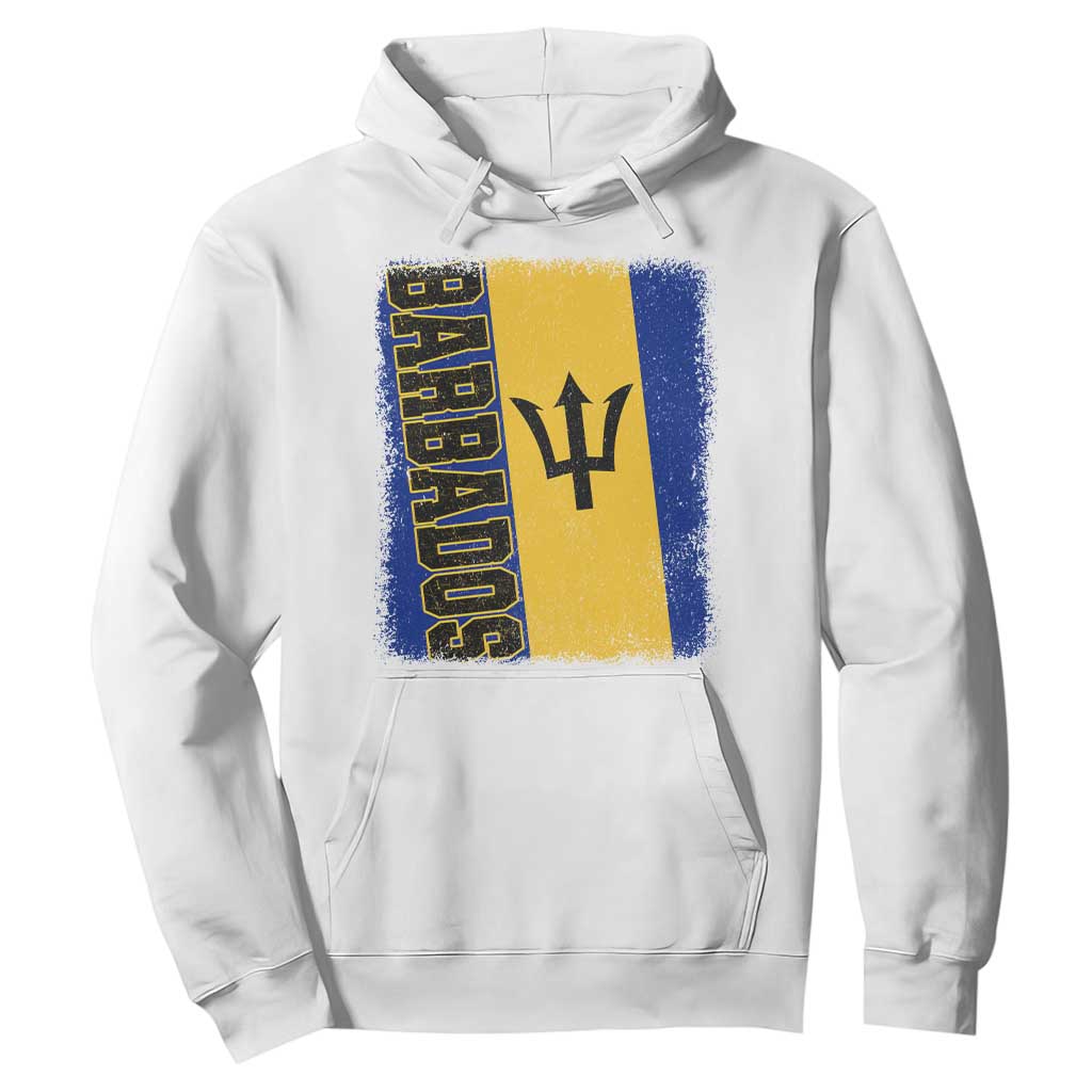 Vintage Barbados Flag Hoodie Distressed Patriotic Caribbean Island Barbadian Pride Heritage Gift TS10 White Print Your Wear