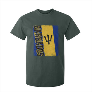 Vintage Barbados Flag T Shirt For Kid Distressed Patriotic Caribbean Island Barbadian Pride Heritage Gift TS10 Dark Forest Green Print Your Wear