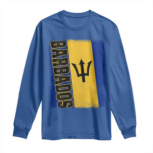 Vintage Barbados Flag Long Sleeve Shirt Distressed Patriotic Caribbean Island Barbadian Pride Heritage Gift TS10 Royal Blue Print Your Wear