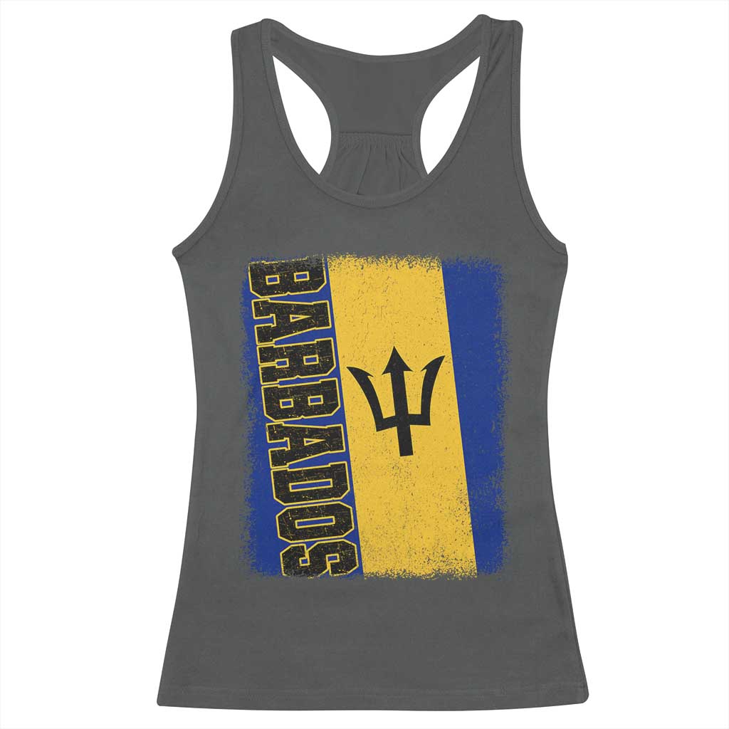 Vintage Barbados Flag Racerback Tank Top Distressed Patriotic Caribbean Island Barbadian Pride Heritage Gift TS10 Dark Heather Print Your Wear