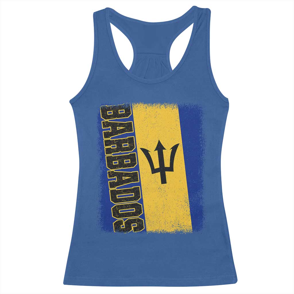 Vintage Barbados Flag Racerback Tank Top Distressed Patriotic Caribbean Island Barbadian Pride Heritage Gift TS10 Royal Blue Print Your Wear