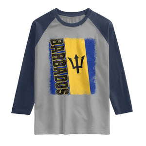 Vintage Barbados Flag Raglan Shirt Distressed Patriotic Caribbean Island Barbadian Pride Heritage Gift TS10 Sport Gray Navy Print Your Wear