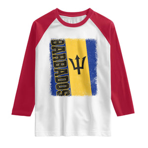 Vintage Barbados Flag Raglan Shirt Distressed Patriotic Caribbean Island Barbadian Pride Heritage Gift TS10 White Red Print Your Wear