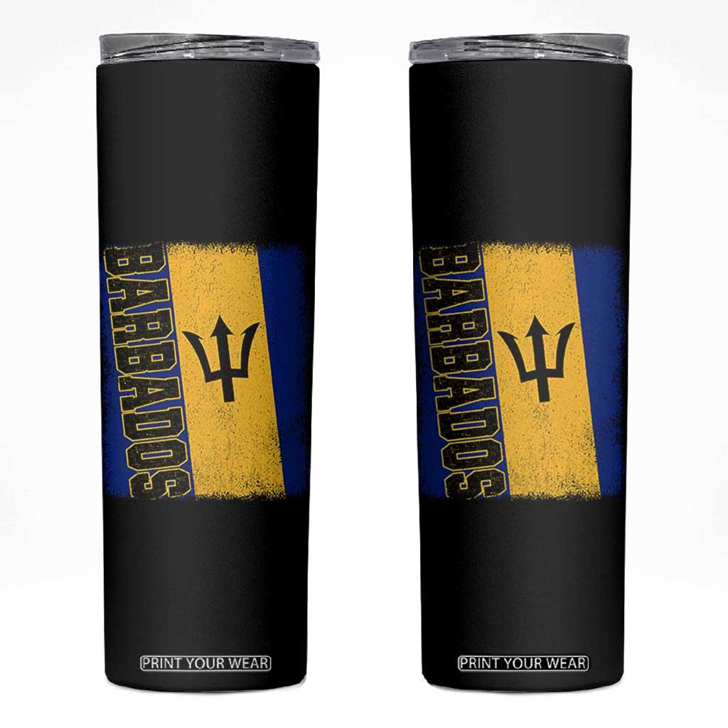 Vintage Barbados Flag Skinny Tumbler Distressed Patriotic Caribbean Island Barbadian Pride Heritage Gift TS10 Black Print Your Wear