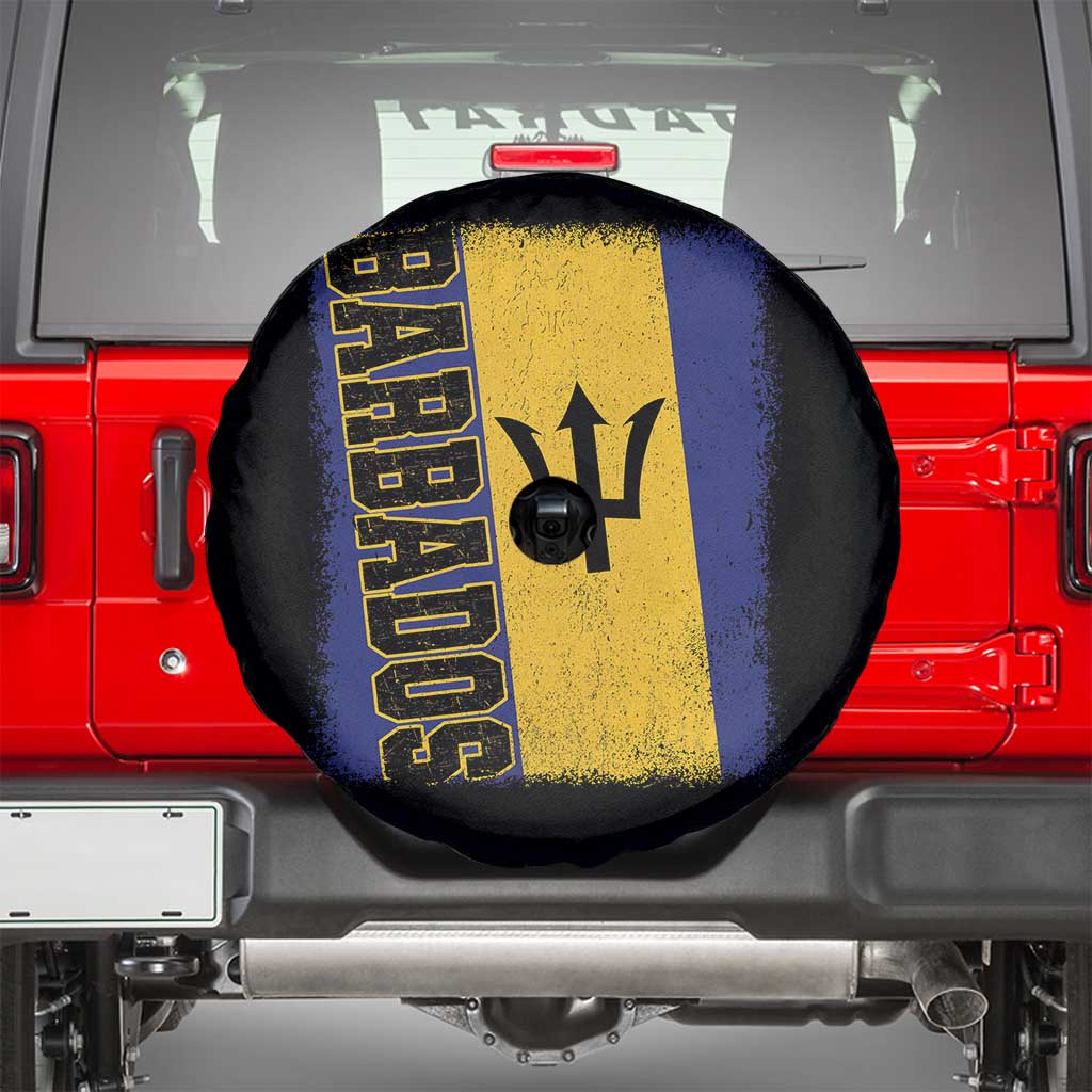 Vintage Barbados Flag Spare Tire Cover Distressed Patriotic Caribbean Island Barbadian Pride Heritage Gift TS10 Black Print Your Wear