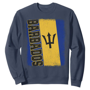 Vintage Barbados Flag Sweatshirt Distressed Patriotic Caribbean Island Barbadian Pride Heritage Gift TS10 Navy Print Your Wear