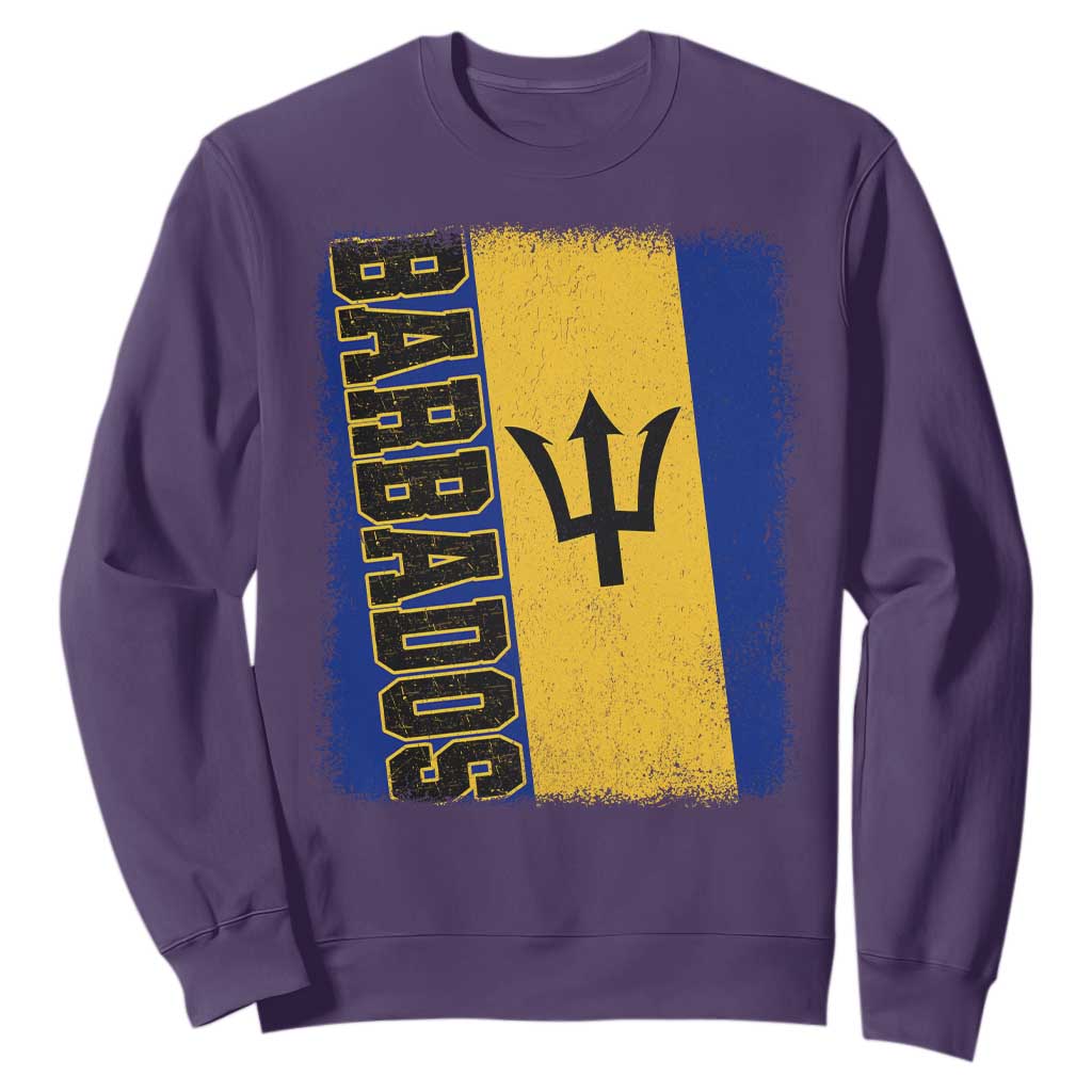 Vintage Barbados Flag Sweatshirt Distressed Patriotic Caribbean Island Barbadian Pride Heritage Gift TS10 S Purple Print Your Wear