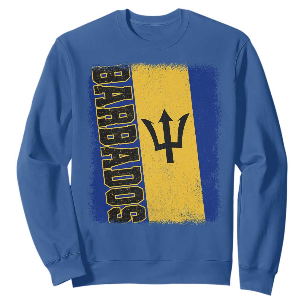Vintage Barbados Flag Sweatshirt Distressed Patriotic Caribbean Island Barbadian Pride Heritage Gift TS10 Royal Blue Print Your Wear