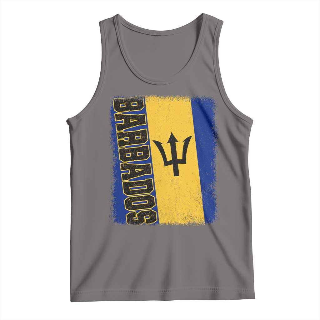 Vintage Barbados Flag Tank Top Distressed Patriotic Caribbean Island Barbadian Pride Heritage Gift TS10 Deep Heather Print Your Wear