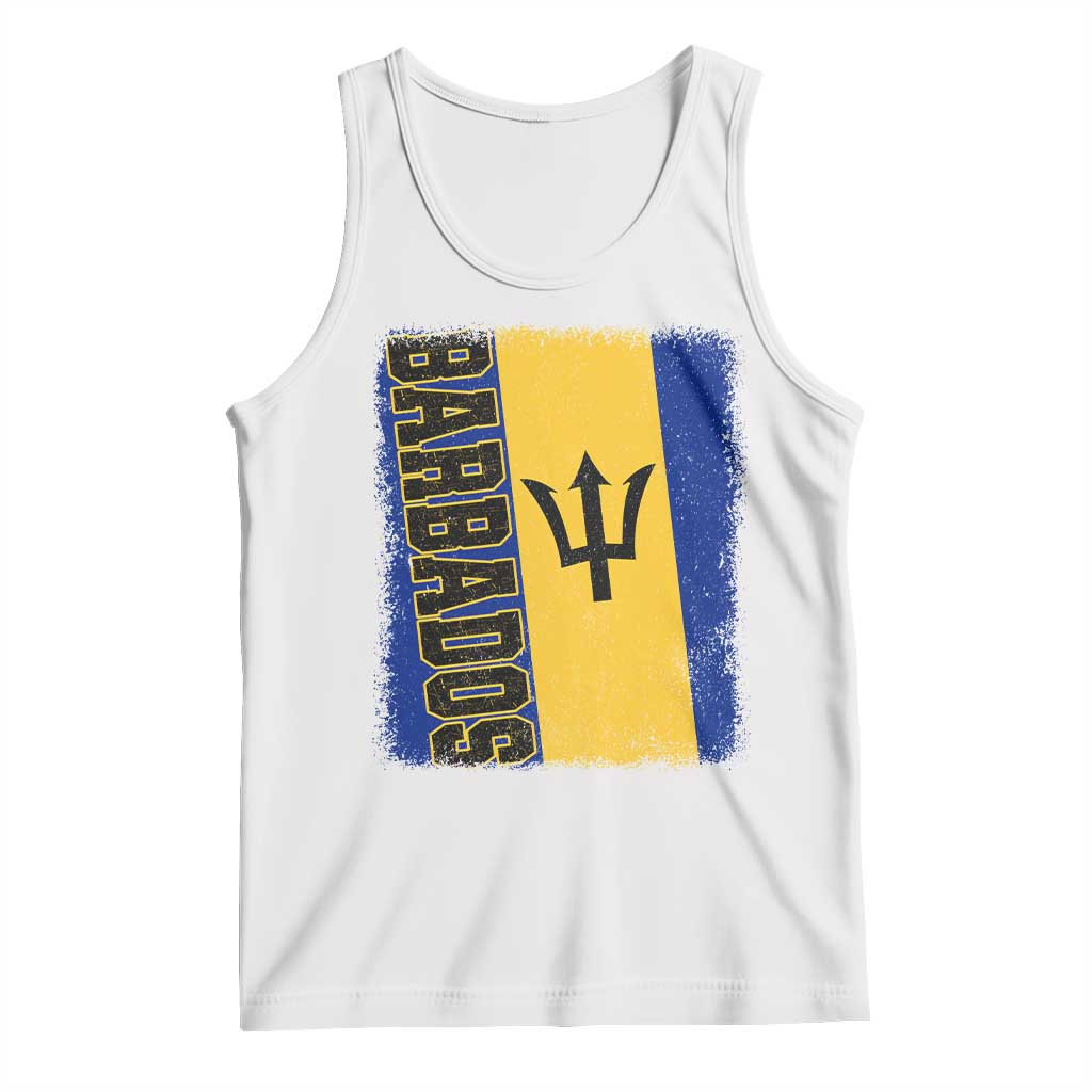 Vintage Barbados Flag Tank Top Distressed Patriotic Caribbean Island Barbadian Pride Heritage Gift TS10 White Print Your Wear