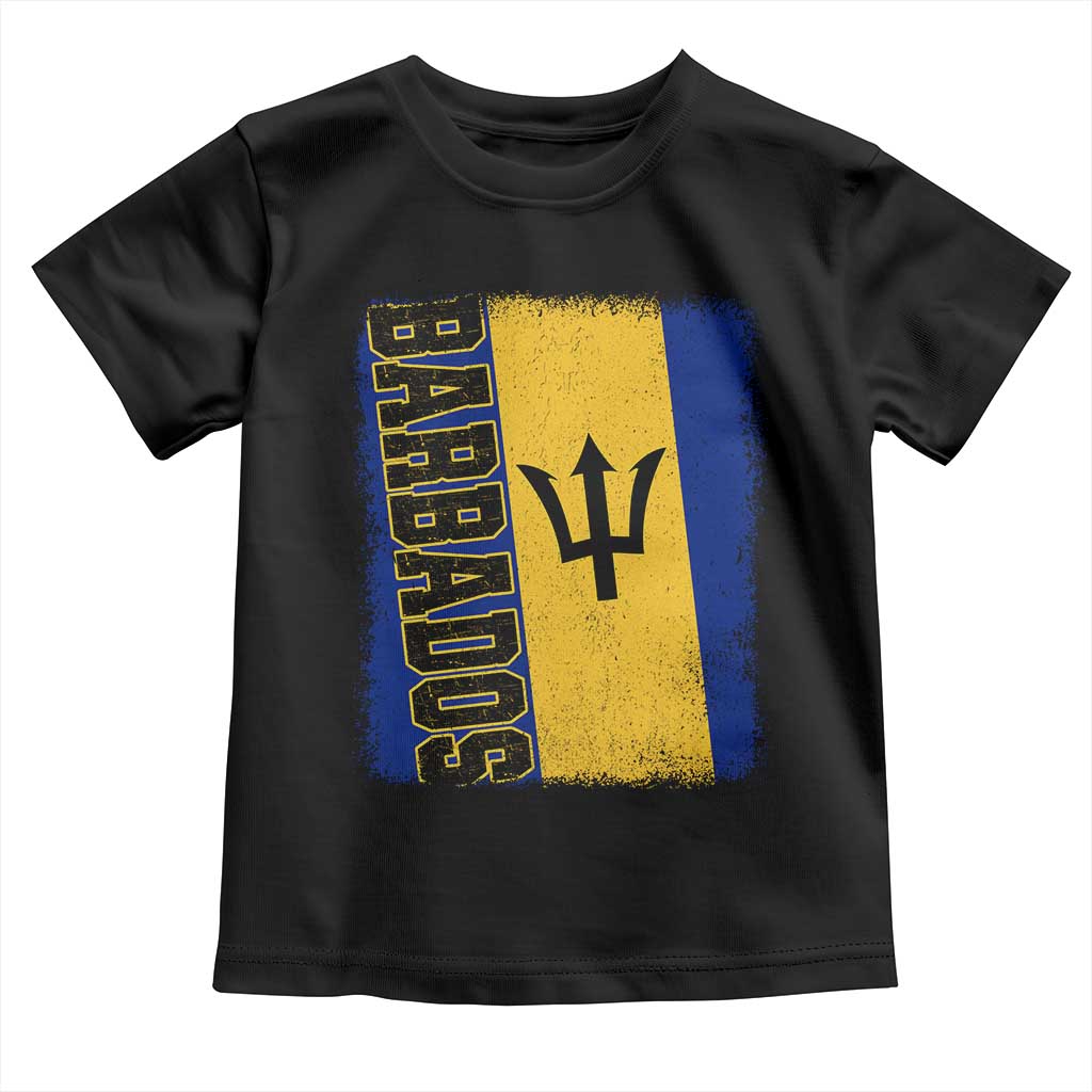 Vintage Barbados Flag Toddler T Shirt Distressed Patriotic Caribbean Island Barbadian Pride Heritage Gift TS10 Black Print Your Wear