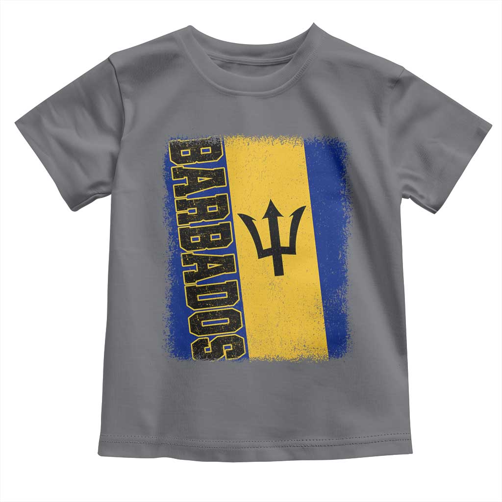 Vintage Barbados Flag Toddler T Shirt Distressed Patriotic Caribbean Island Barbadian Pride Heritage Gift TS10 Charcoal Print Your Wear
