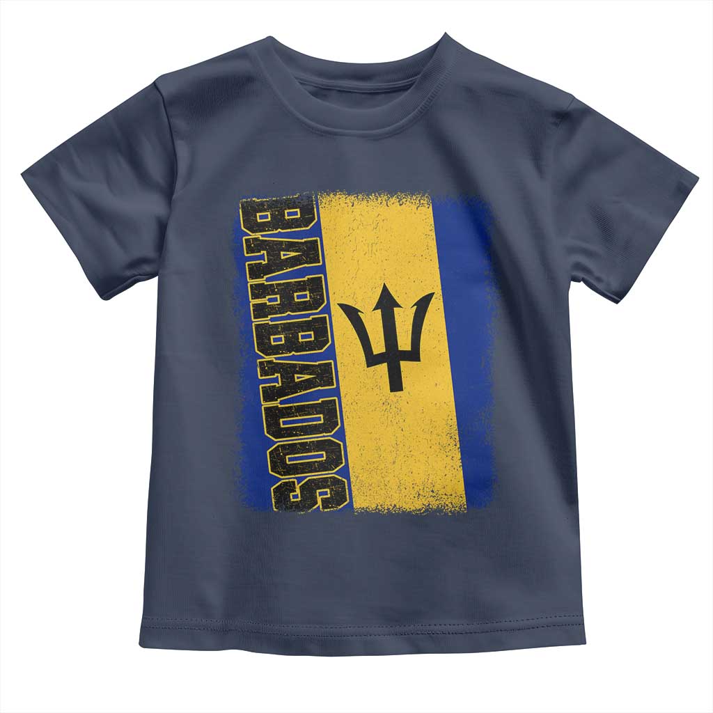 Vintage Barbados Flag Toddler T Shirt Distressed Patriotic Caribbean Island Barbadian Pride Heritage Gift TS10 Navy Print Your Wear