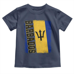 Vintage Barbados Flag Toddler T Shirt Distressed Patriotic Caribbean Island Barbadian Pride Heritage Gift TS10 Navy Print Your Wear