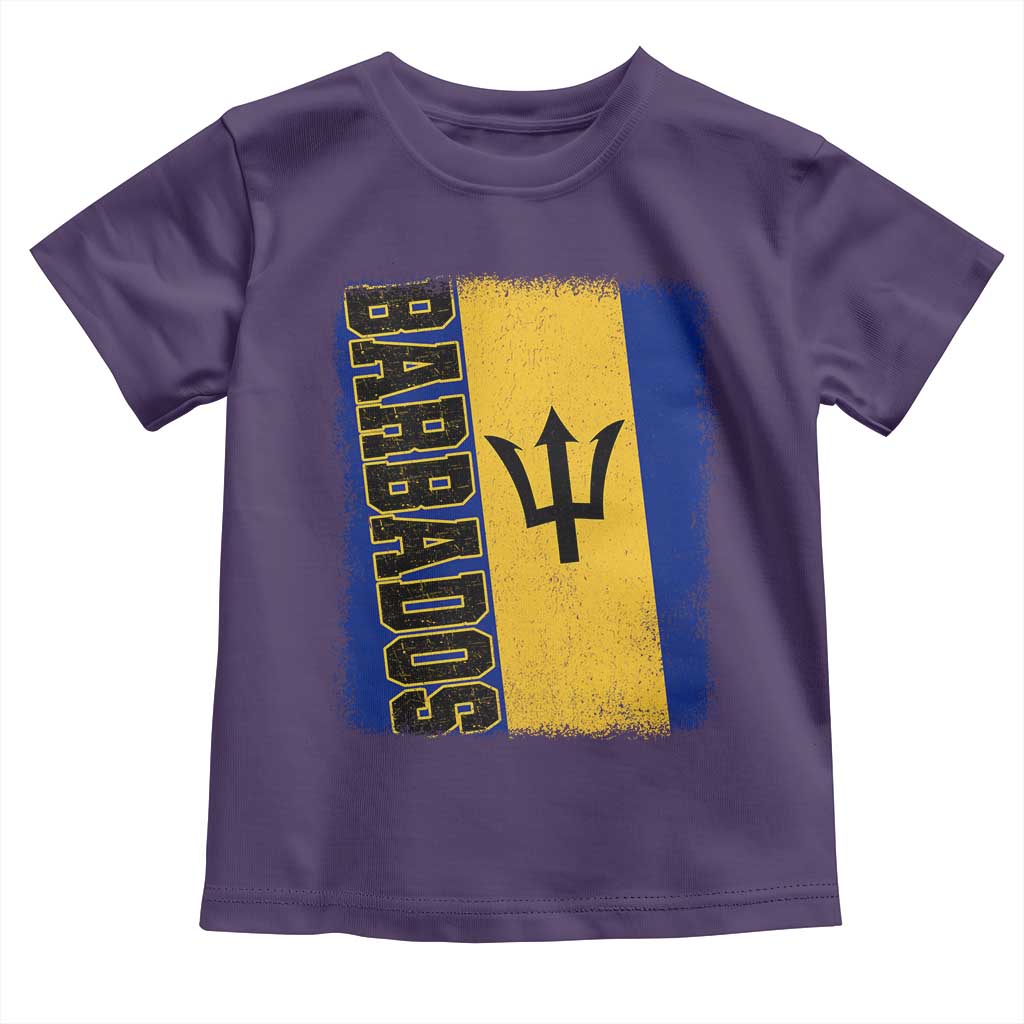 Vintage Barbados Flag Toddler T Shirt Distressed Patriotic Caribbean Island Barbadian Pride Heritage Gift TS10 Purple Print Your Wear