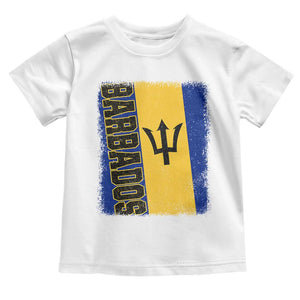 Vintage Barbados Flag Toddler T Shirt Distressed Patriotic Caribbean Island Barbadian Pride Heritage Gift TS10 White Print Your Wear