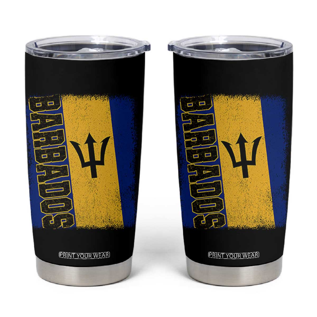 Vintage Barbados Flag Tumbler Cup Distressed Patriotic Caribbean Island Barbadian Pride Heritage Gift TS10 Black Print Your Wear