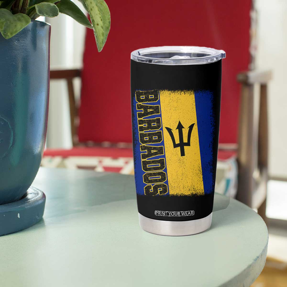 Vintage Barbados Flag Tumbler Cup Distressed Patriotic Caribbean Island Barbadian Pride Heritage Gift TS10 Print Your Wear