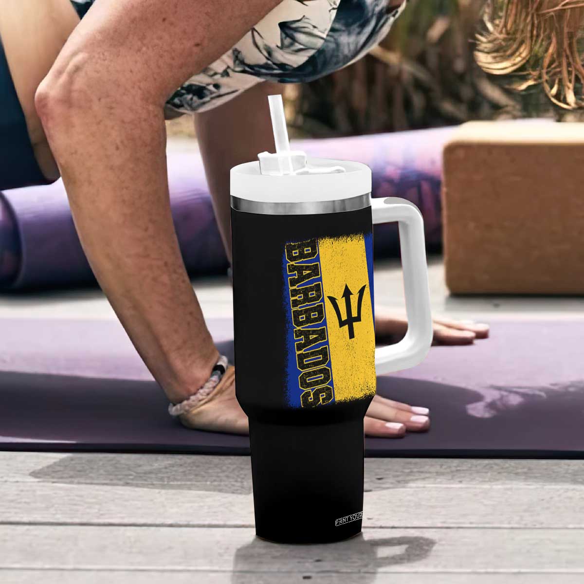 Vintage Barbados Flag Tumbler With Handle Distressed Patriotic Caribbean Island Barbadian Pride Heritage Gift TS10 Print Your Wear