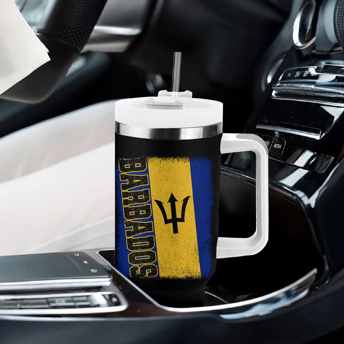 Vintage Barbados Flag Tumbler With Handle Distressed Patriotic Caribbean Island Barbadian Pride Heritage Gift TS10 Print Your Wear