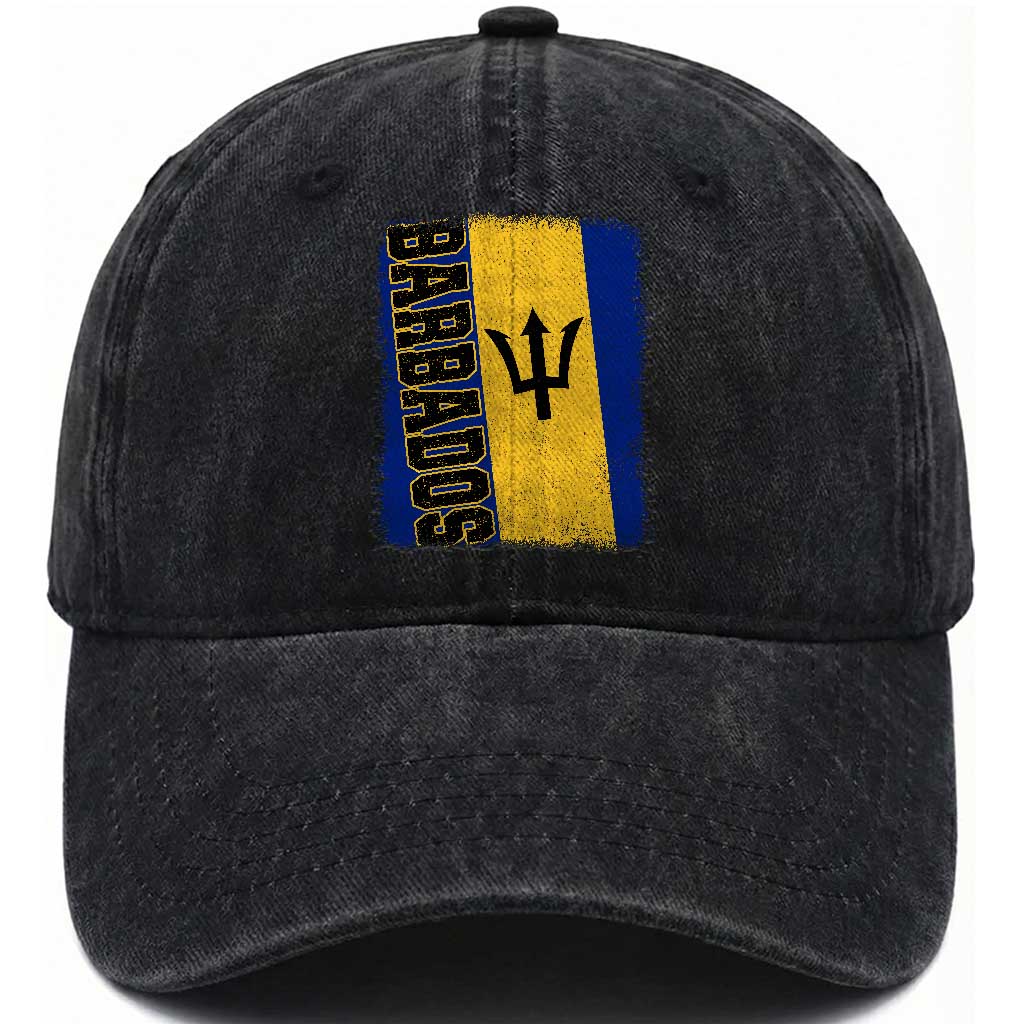Vintage Barbados Flag Washed Cotton Baseball Cap Distressed Patriotic Caribbean Island Barbadian Pride Heritage Gift TS10 Print Your Wear