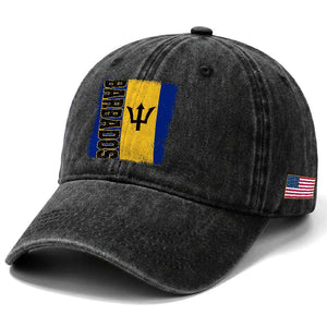 Vintage Barbados Flag Washed Cotton Baseball Cap Distressed Patriotic Caribbean Island Barbadian Pride Heritage Gift TS10 Print Your Wear