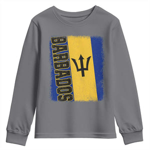 Vintage Barbados Flag Youth Sweatshirt Distressed Patriotic Caribbean Island Barbadian Pride Heritage Gift TS10 Charcoal Print Your Wear
