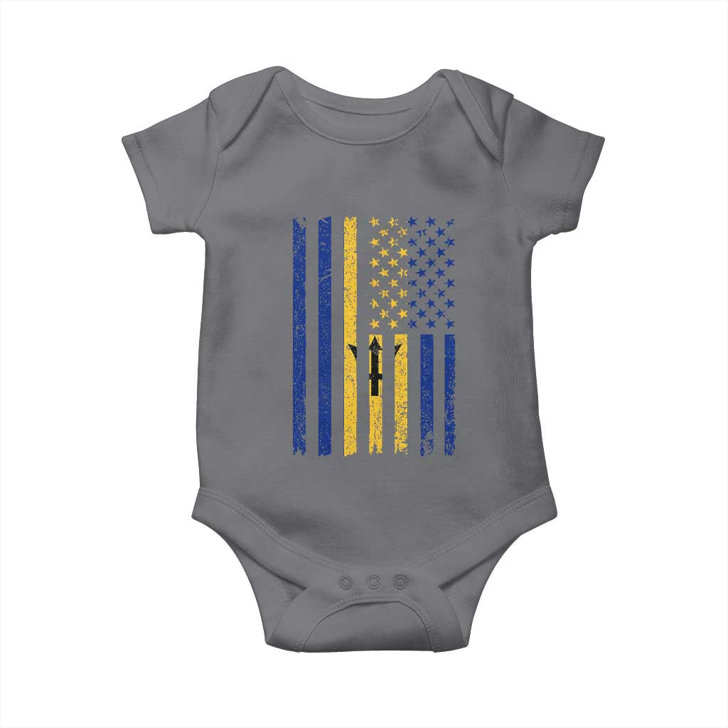 Barbados American Flag Baby Onesie Distressed Barbadian Pride Patriotic Heritage Gift TS10 Charcoal Print Your Wear
