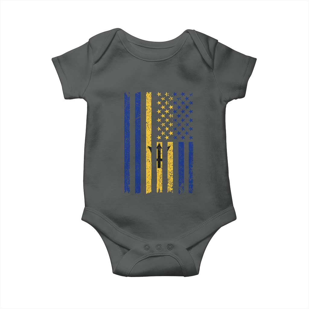 Barbados American Flag Baby Onesie Distressed Barbadian Pride Patriotic Heritage Gift TS10 Dark Heather Print Your Wear