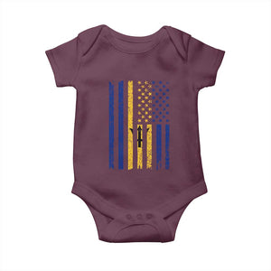 Barbados American Flag Baby Onesie Distressed Barbadian Pride Patriotic Heritage Gift TS10 Maroon Print Your Wear