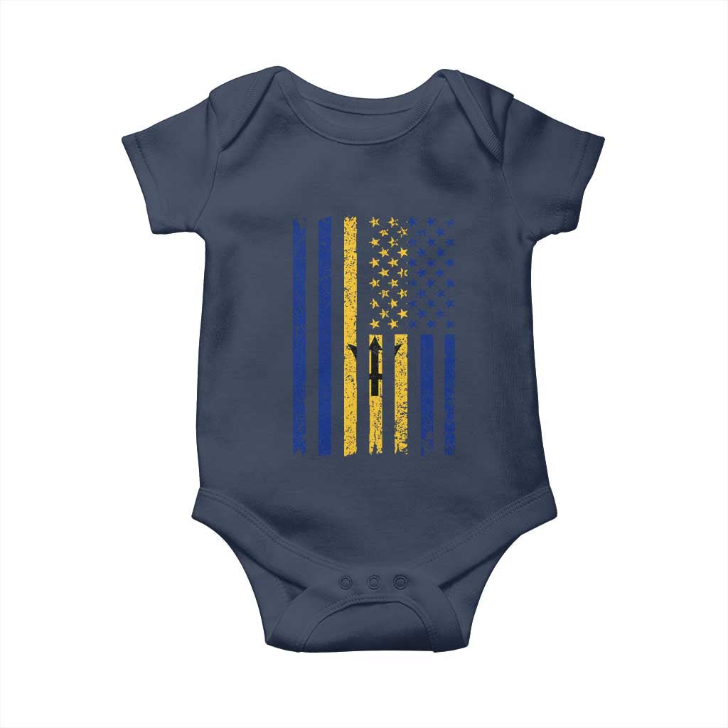 Barbados American Flag Baby Onesie Distressed Barbadian Pride Patriotic Heritage Gift TS10 Navy Print Your Wear