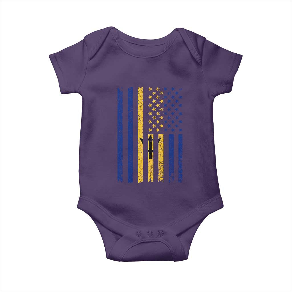 Barbados American Flag Baby Onesie Distressed Barbadian Pride Patriotic Heritage Gift TS10 Purple Print Your Wear
