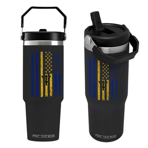 Barbados American Flag Flip Straw Tumbler Distressed Barbadian Pride Patriotic Heritage Gift TS10 One Size: 30 oz Black Print Your Wear