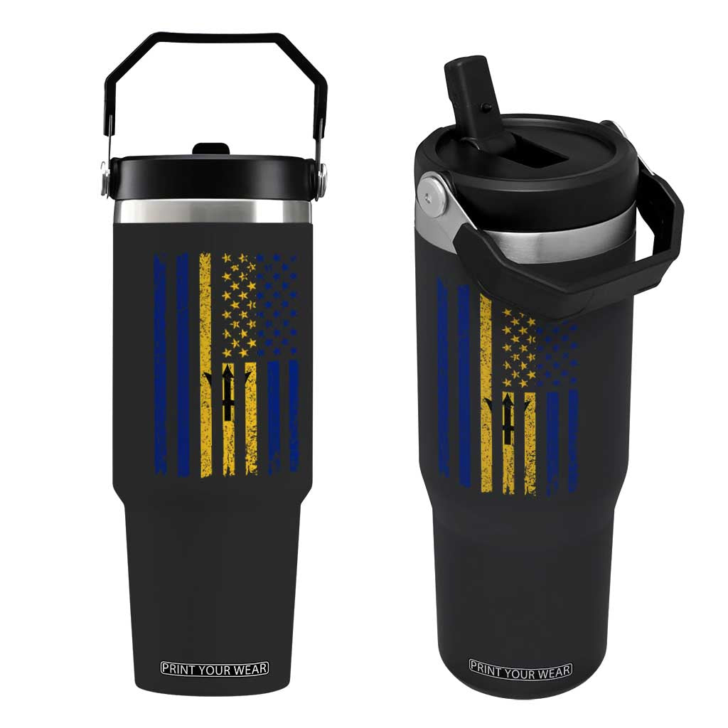 Barbados American Flag Flip Straw Tumbler Distressed Barbadian Pride Patriotic Heritage Gift TS10 One Size: 30 oz Black Print Your Wear